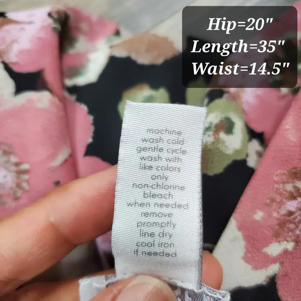 West of Melrose Pink Floral Ruffle Asymmetrical Skirt M Romantic Edgy Coquette